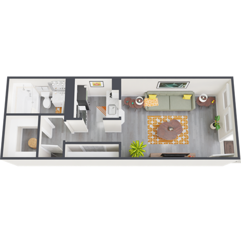 Floor plan for studio, 1 bath, 368 sqft